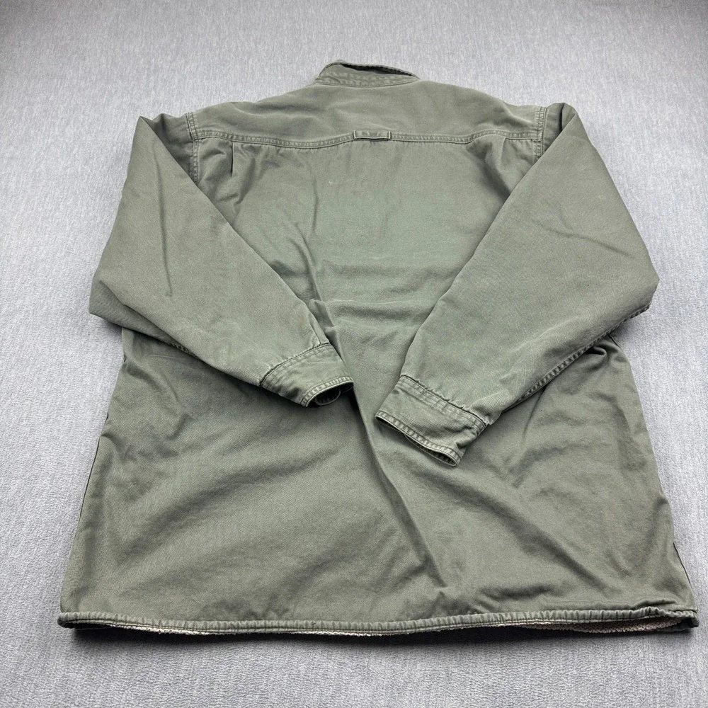 Levis Shirt Jacket Mens XL Green Sherpa Lined Canvas Shacket‎ Button Up Coat